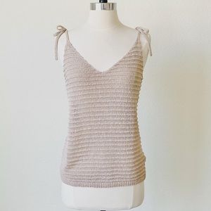 Soft Beige Knit Tie-Strap V-Neck Tank ✨